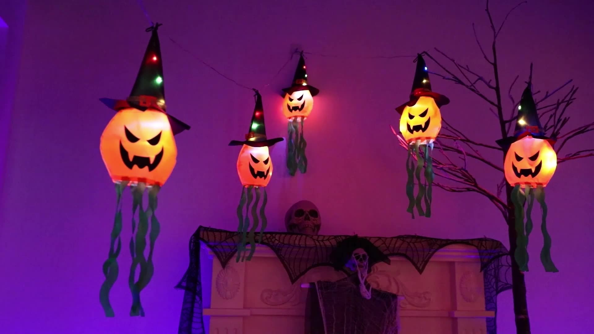 Halloween decoration LED lights flashing lights all over the sky Star Ghost Festival decoration wizard pumpkin lanterns